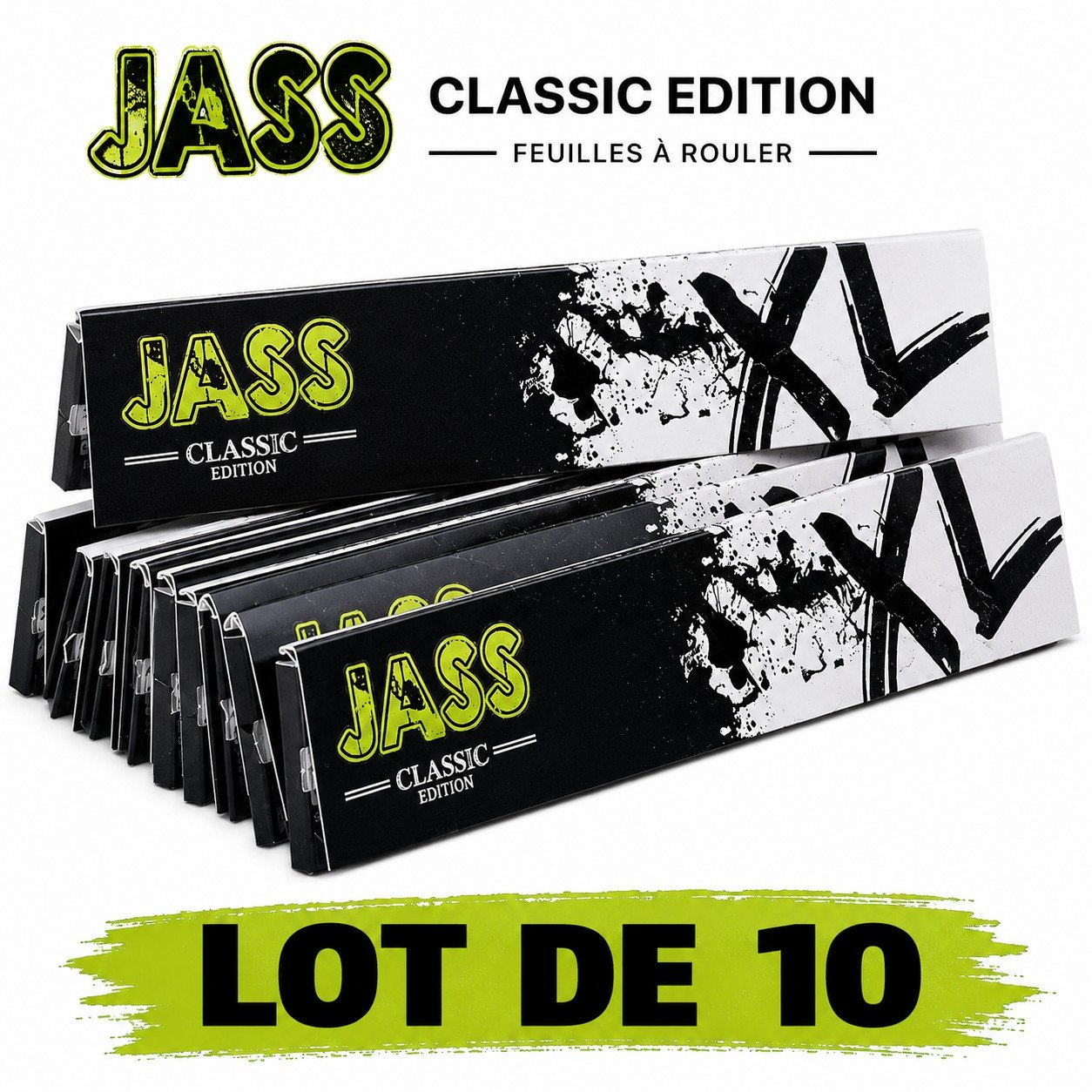 Feuilles à rouler JASS Classic Edition XL King Size Slim Lot de 10
