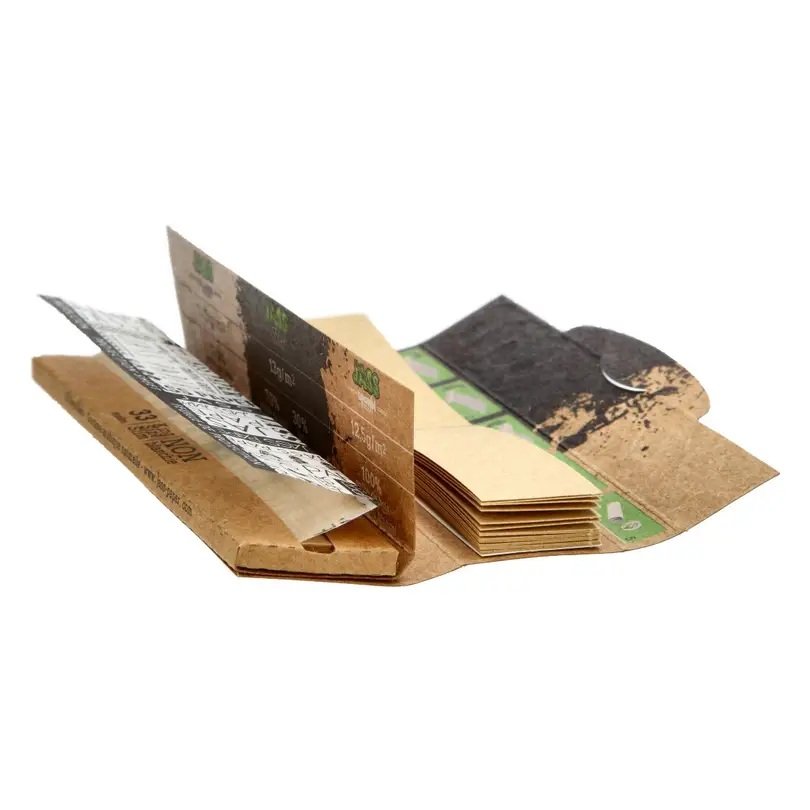 Jass Brown slim 2 en 1, carnet de 33 feuilles + 33 filtres , Ouvert.