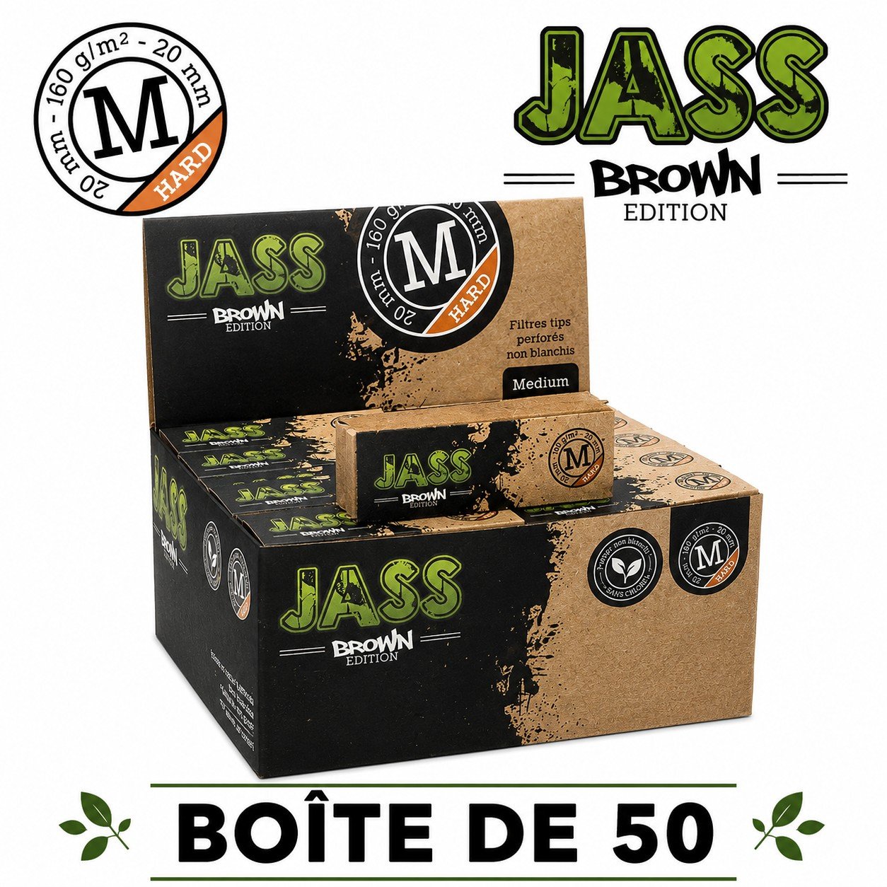 Jass Filtre Carton Brown Hard M, Boîte de 50