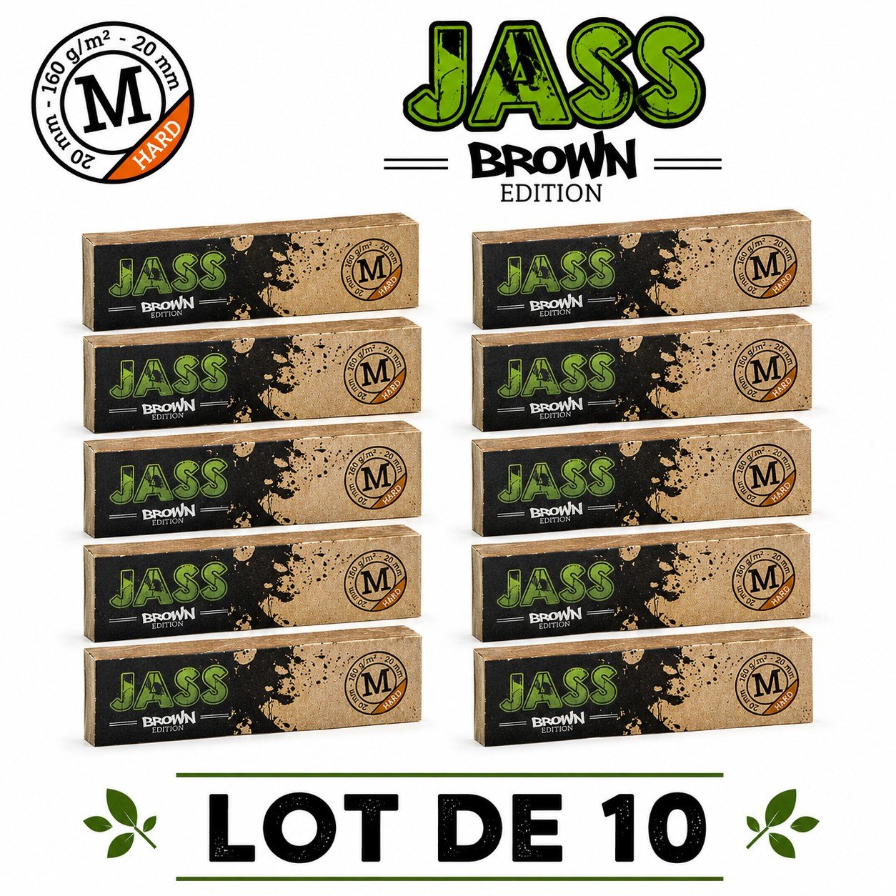 Jass Filtre Carton Brown Hard M, Lot de 10 Carnets