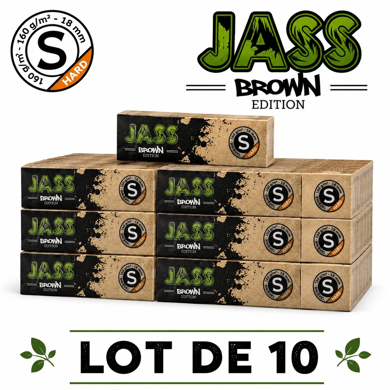 Jass Filtre Carton Brown Hard S, Lot de 10 Carnets de 50