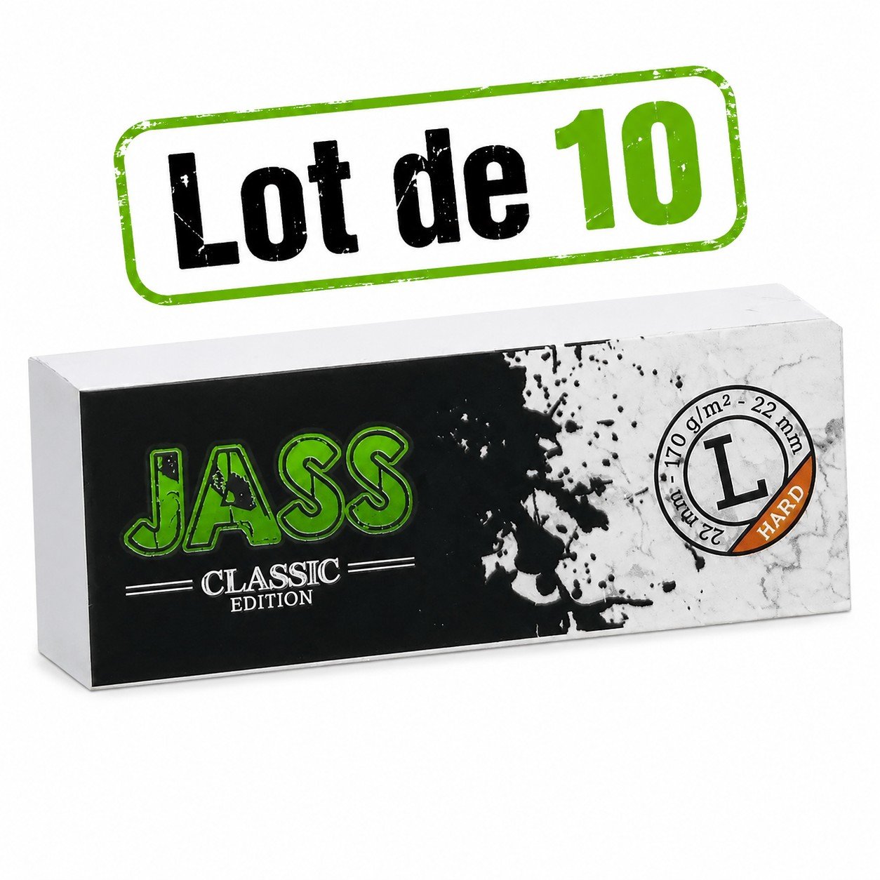 Jass Filtre Carton Classic Hard L, Lot de 10 Carnets de 50 filtres