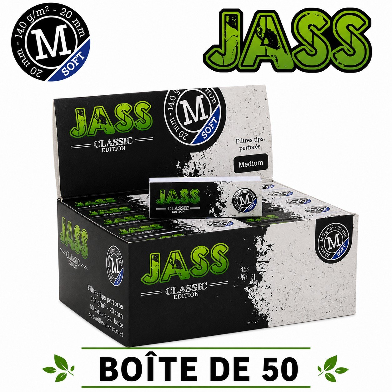 filtres JASS Classic Soft Taille M, Boîte de 50 carnets de 5O